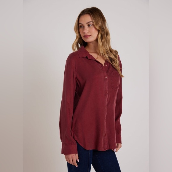 BELLA DAHL| Boyfriend shirt in Merlot | size xs - Picture 1 of 10
